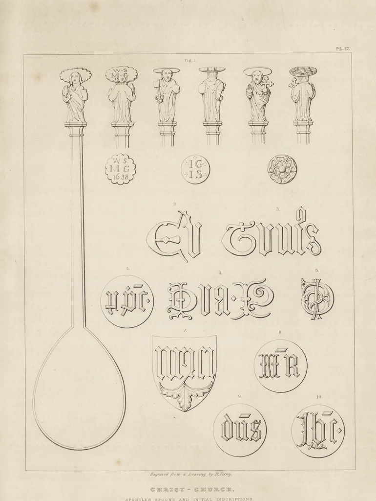 An illustration from The antiquities of the priory of Christ-church, Hants. : consisting of plans, sections, elevations, details, and perspective views, accompanied by historical and descriptive accounts of the priory church : together with some general particulars of the castle and borough, 1834, leaf 86