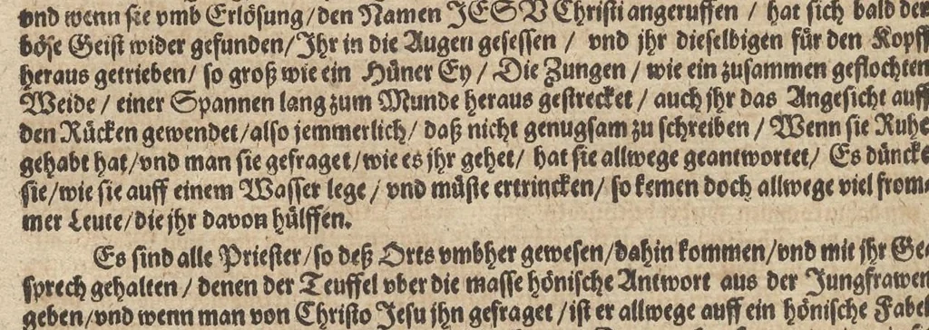 An illustration from Fest-Chronica : darinen viel ausserlesene, denckwirdige Historien oder Geschicht, die sich auff die Feyer vnd Sontage zugetragen in der Erklerung der darauff geordenten Euangelien nach Gelegenheit nützlich einzuführen : dessgleichen mancherley schöne Exempel wie Gott den rechten Gebrauch solcher Heiligtage belohnet vnd den Missbrauch gestrafft, 1591, leaf 83