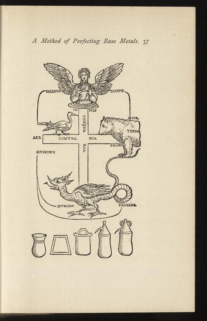 An illustration from The new pearl of great price : a treatise concerning the treasure and most precious stone of the philosophers, or, the method and procedure of this divine art : with observations drawn from the works of Arnoldus, Raymondus, Rhasis, Albertus, and Michael Scotus, 1894, leaf 52