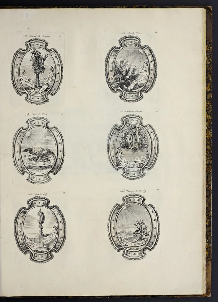 An illustration from Festiva ad capita annulumque decursio : a Rege Ludovico XIV, principibvs, summisque aulæ proceribus edita anno M. DC. LXIII, 1670, leaf 112