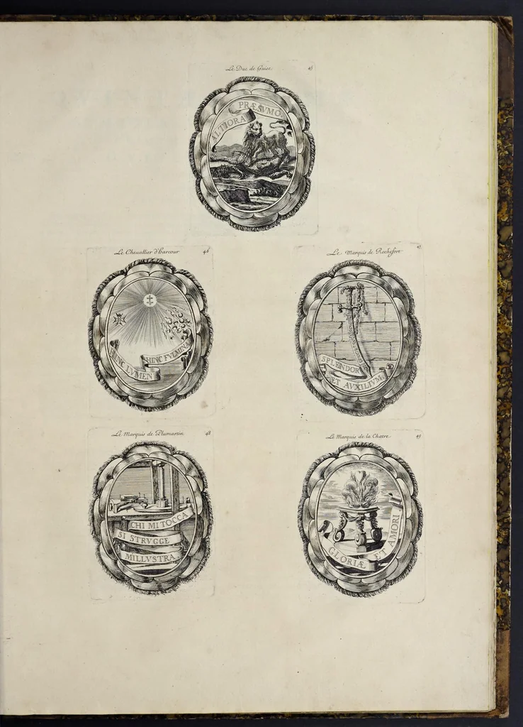 An illustration from Festiva ad capita annulumque decursio : a Rege Ludovico XIV, principibvs, summisque aulæ proceribus edita anno M. DC. LXIII, 1670, leaf 126