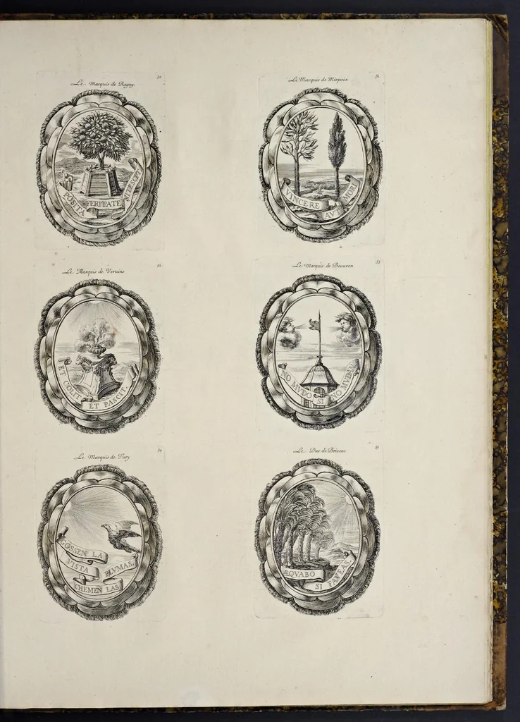 An illustration from Festiva ad capita annulumque decursio : a Rege Ludovico XIV, principibvs, summisque aulæ proceribus edita anno M. DC. LXIII, 1670, leaf 130