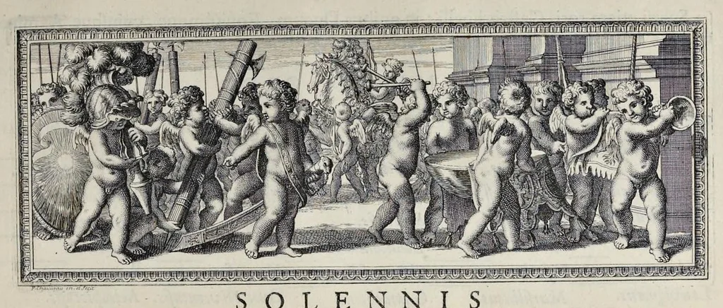 An illustration from Festiva ad capita annulumque decursio : a Rege Ludovico XIV, principibvs, summisque aulæ proceribus edita anno M. DC. LXIII, 1670, leaf 136