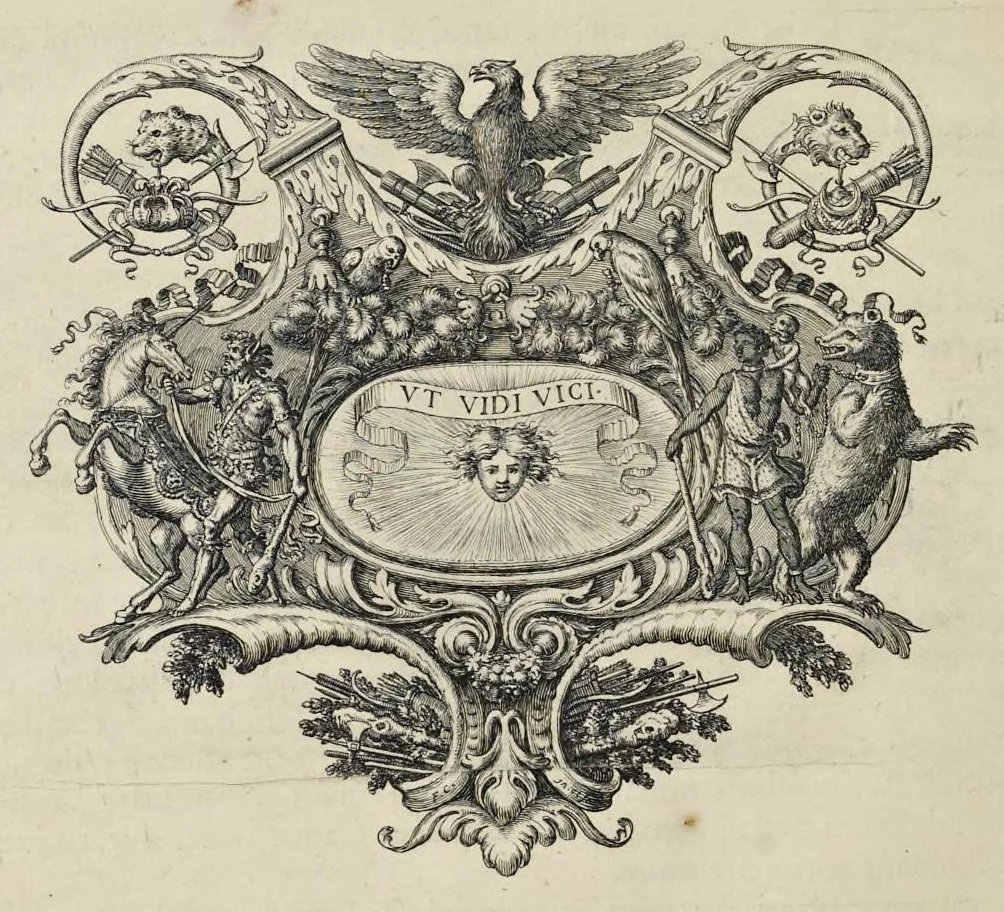 An illustration from Festiva ad capita annulumque decursio : a Rege Ludovico XIV, principibvs, summisque aulæ proceribus edita anno M. DC. LXIII, 1670, leaf 143