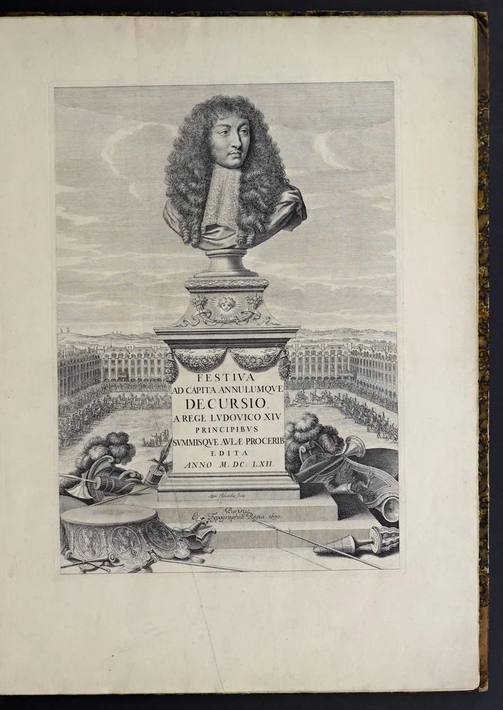 An illustration from Festiva ad capita annulumque decursio : a Rege Ludovico XIV, principibvs, summisque aulæ proceribus edita anno M. DC. LXIII, 1670, leaf 8