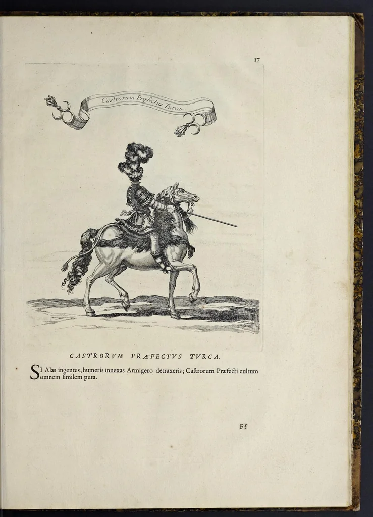 An illustration from Festiva ad capita annulumque decursio : a Rege Ludovico XIV, principibvs, summisque aulæ proceribus edita anno M. DC. LXIII, 1670, leaf 88