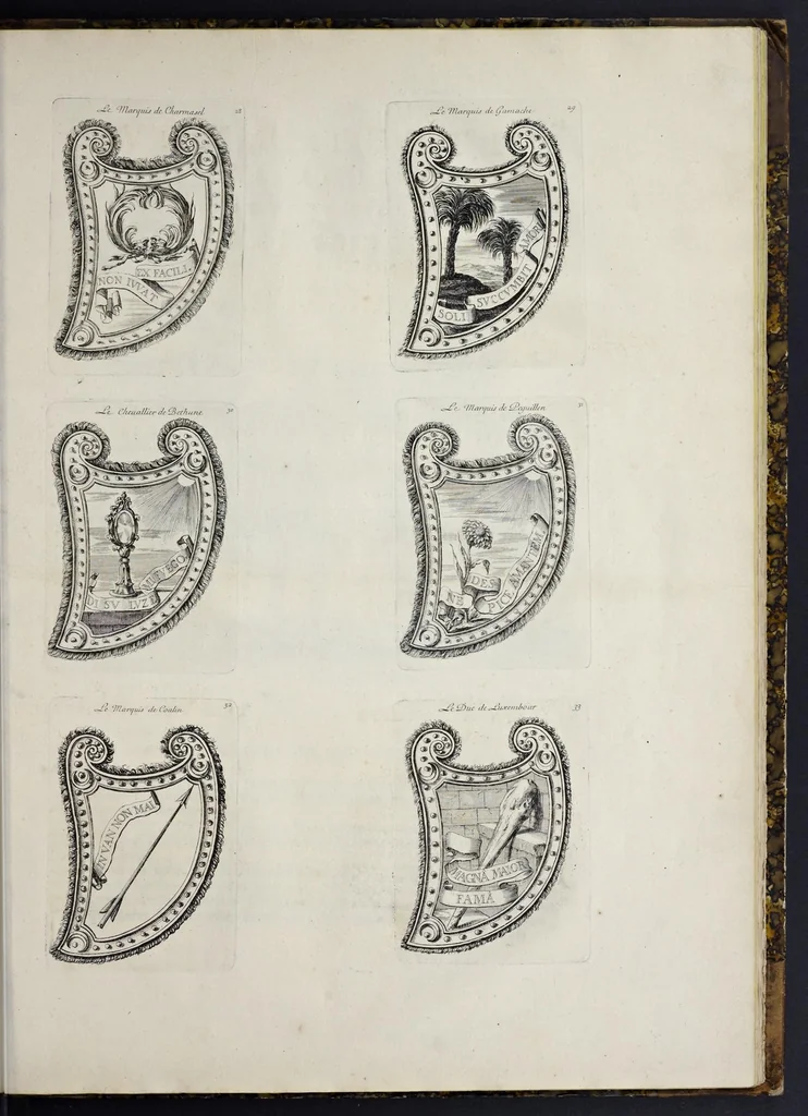 An illustration from Festiva ad capita annulumque decursio : a Rege Ludovico XIV, principibvs, summisque aulæ proceribus edita anno M. DC. LXIII, 1670, leaf 96