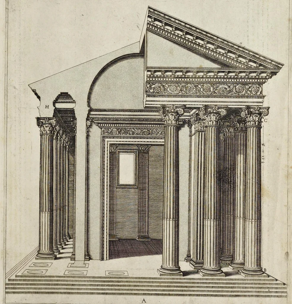 An illustration from Libro d'Antonio Labacco appartenente a l'architettvra nel qval si figvrano alcvne notabili antiqvita di Roma, 1559, leaf 68