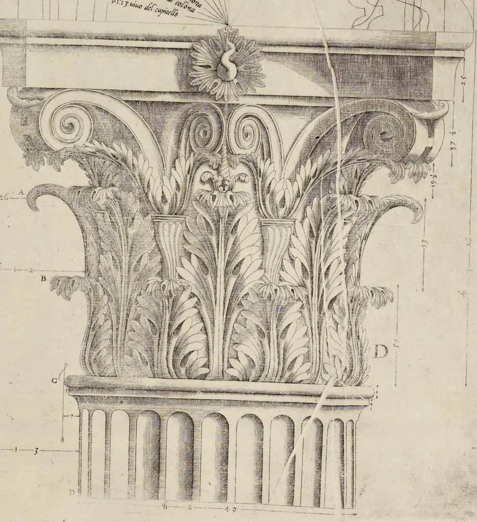 An illustration from Libro d'Antonio Labacco appartenente a l'architettvra nel qval si figvarano alcvne notabili antiqvita di Roma, 1584, leaf 24