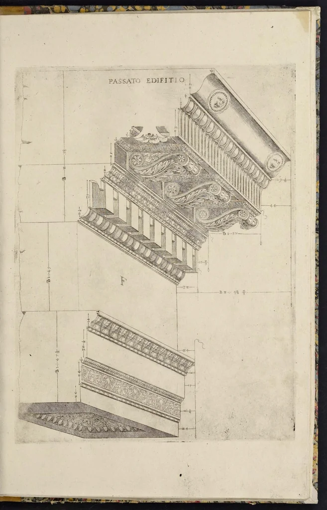 An illustration from Libro d'Antonio Labacco appartenente a l'architettvra nel qval si figvarano alcvne notabili antiqvita di Roma, 1584, leaf 42