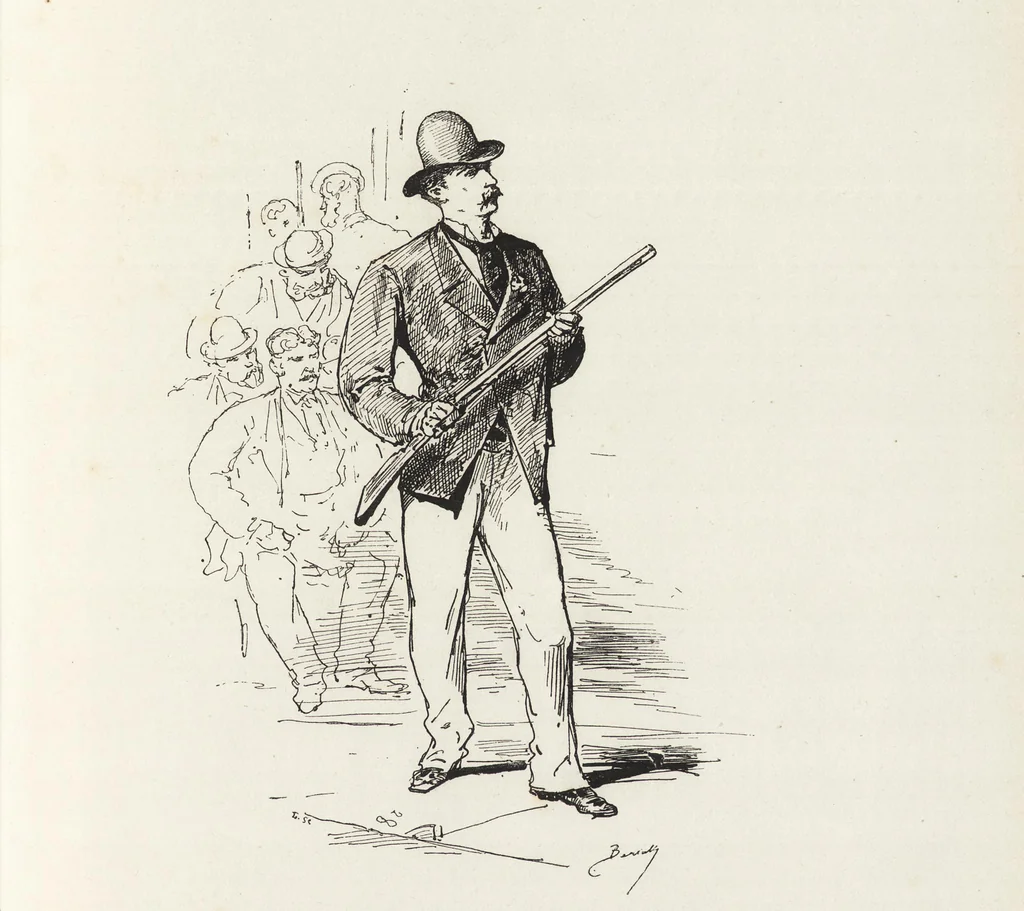 An illustration from La vie hors de chez soi (comédie de notre temps) l'hiver, le printemps, l'été, l'automne; études au crayon et à la plume, 1876, leaf 102