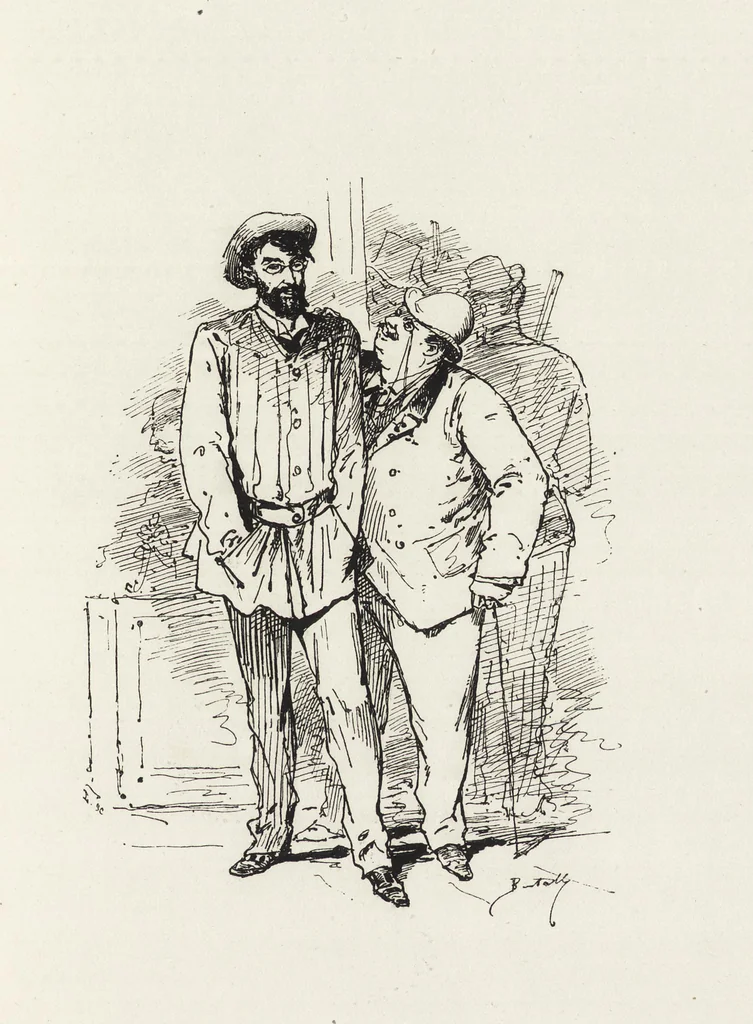 An illustration from La vie hors de chez soi (comédie de notre temps) l'hiver, le printemps, l'été, l'automne; études au crayon et à la plume, 1876, leaf 104