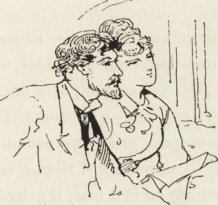 An illustration from La vie hors de chez soi (comédie de notre temps) l'hiver, le printemps, l'été, l'automne; études au crayon et à la plume, 1876, leaf 116