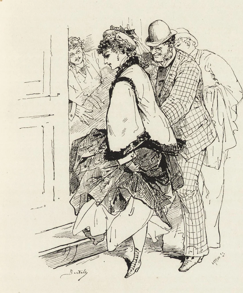 An illustration from La vie hors de chez soi (comédie de notre temps) l'hiver, le printemps, l'été, l'automne; études au crayon et à la plume, 1876, leaf 120
