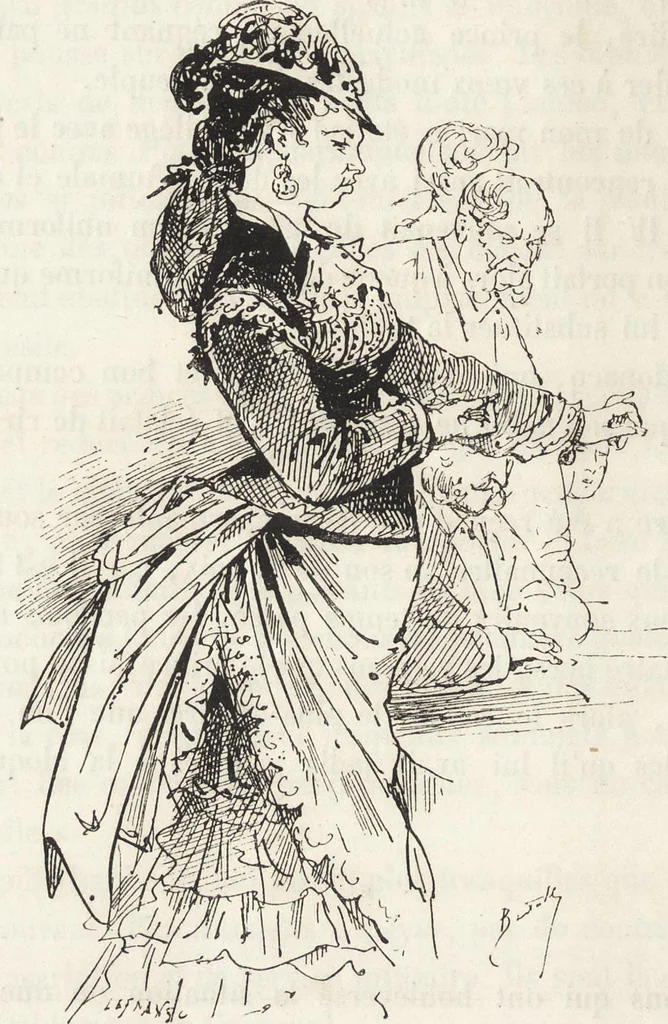 An illustration from La vie hors de chez soi (comédie de notre temps) l'hiver, le printemps, l'été, l'automne; études au crayon et à la plume, 1876, leaf 133