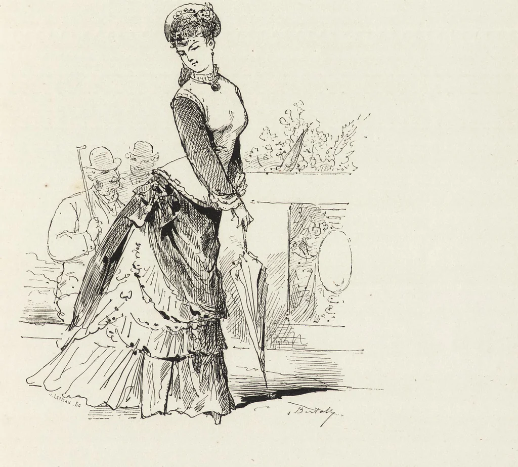 An illustration from La vie hors de chez soi (comédie de notre temps) l'hiver, le printemps, l'été, l'automne; études au crayon et à la plume, 1876, leaf 138