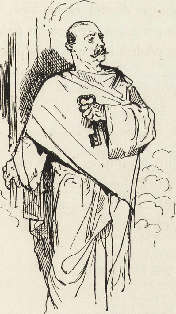 An illustration from La vie hors de chez soi (comédie de notre temps) l'hiver, le printemps, l'été, l'automne; études au crayon et à la plume, 1876, leaf 144