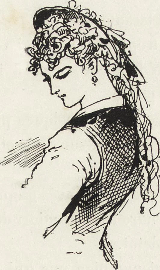 An illustration from La vie hors de chez soi (comédie de notre temps) l'hiver, le printemps, l'été, l'automne; études au crayon et à la plume, 1876, leaf 156