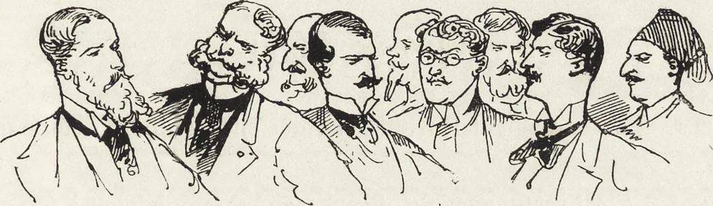 An illustration from La vie hors de chez soi (comédie de notre temps) l'hiver, le printemps, l'été, l'automne; études au crayon et à la plume, 1876, leaf 164