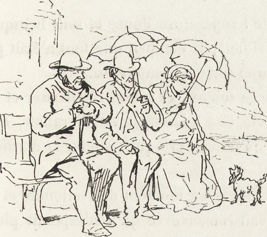 An illustration from La vie hors de chez soi (comédie de notre temps) l'hiver, le printemps, l'été, l'automne; études au crayon et à la plume, 1876, leaf 170