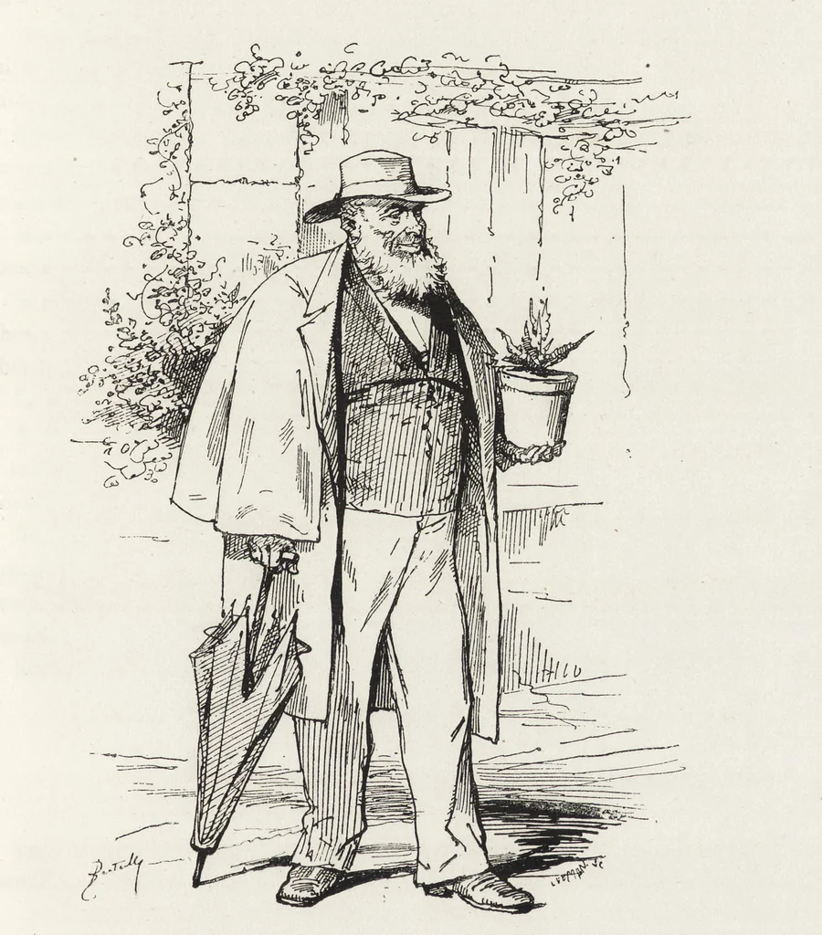 An illustration from La vie hors de chez soi (comédie de notre temps) l'hiver, le printemps, l'été, l'automne; études au crayon et à la plume, 1876, leaf 172