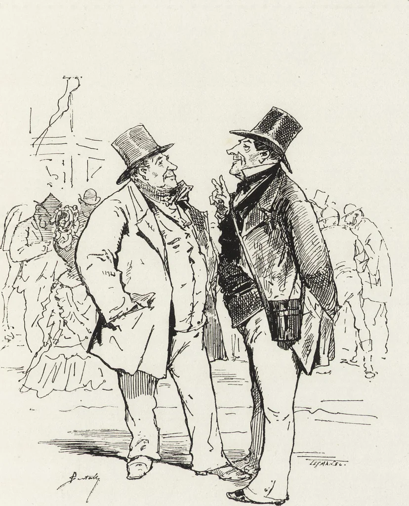 An illustration from La vie hors de chez soi (comédie de notre temps) l'hiver, le printemps, l'été, l'automne; études au crayon et à la plume, 1876, leaf 184