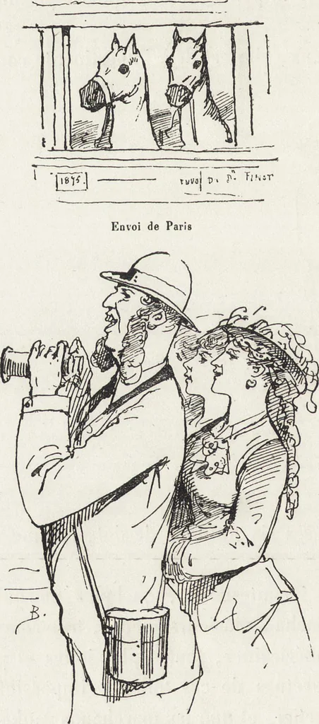 An illustration from La vie hors de chez soi (comédie de notre temps) l'hiver, le printemps, l'été, l'automne; études au crayon et à la plume, 1876, leaf 187