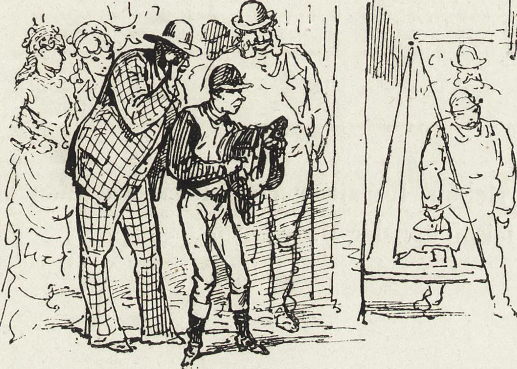 An illustration from La vie hors de chez soi (comédie de notre temps) l'hiver, le printemps, l'été, l'automne; études au crayon et à la plume, 1876, leaf 188