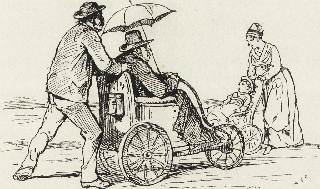 An illustration from La vie hors de chez soi (comédie de notre temps) l'hiver, le printemps, l'été, l'automne; études au crayon et à la plume, 1876, leaf 192