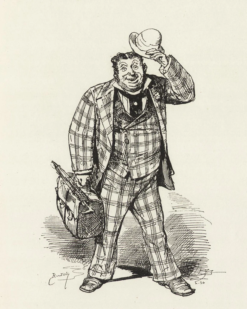 An illustration from La vie hors de chez soi (comédie de notre temps) l'hiver, le printemps, l'été, l'automne; études au crayon et à la plume, 1876, leaf 20