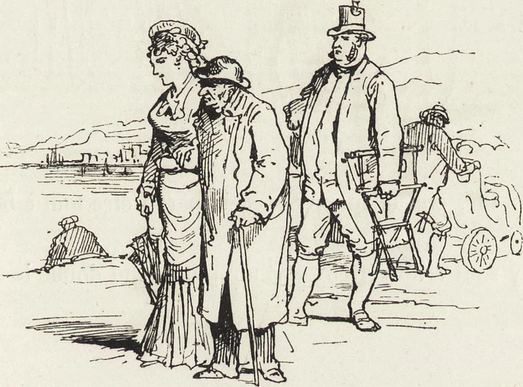 An illustration from La vie hors de chez soi (comédie de notre temps) l'hiver, le printemps, l'été, l'automne; études au crayon et à la plume, 1876, leaf 204