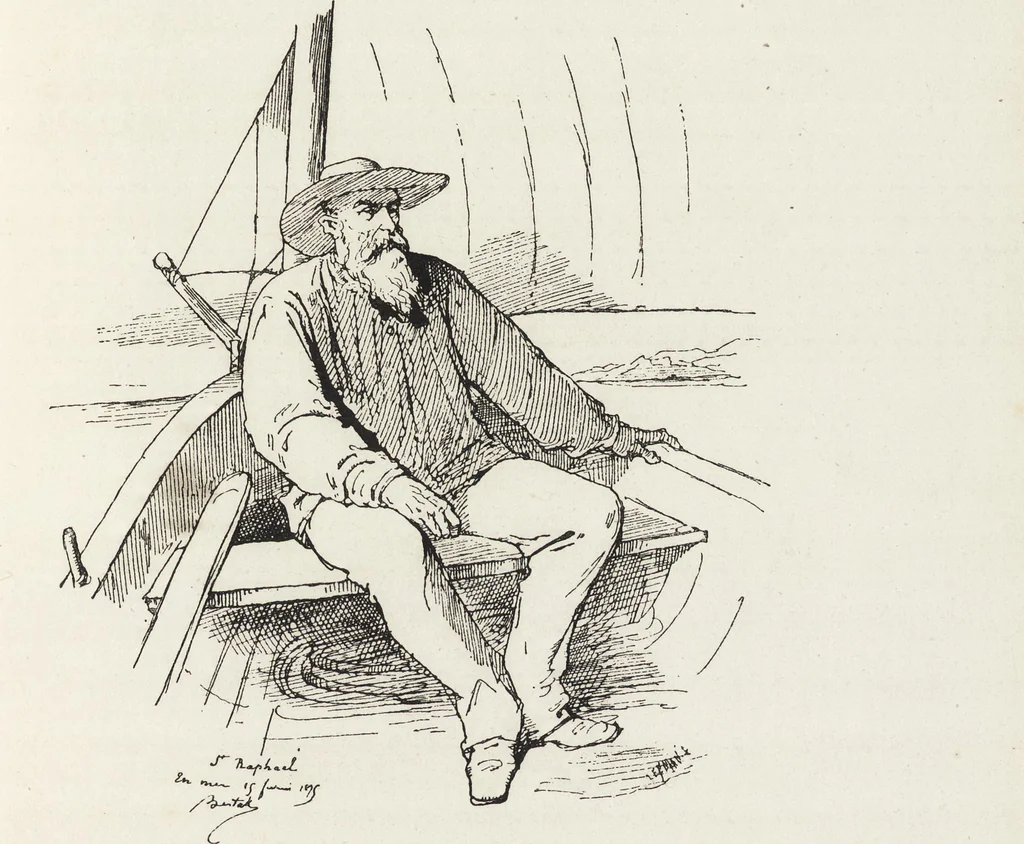 An illustration from La vie hors de chez soi (comédie de notre temps) l'hiver, le printemps, l'été, l'automne; études au crayon et à la plume, 1876, leaf 212