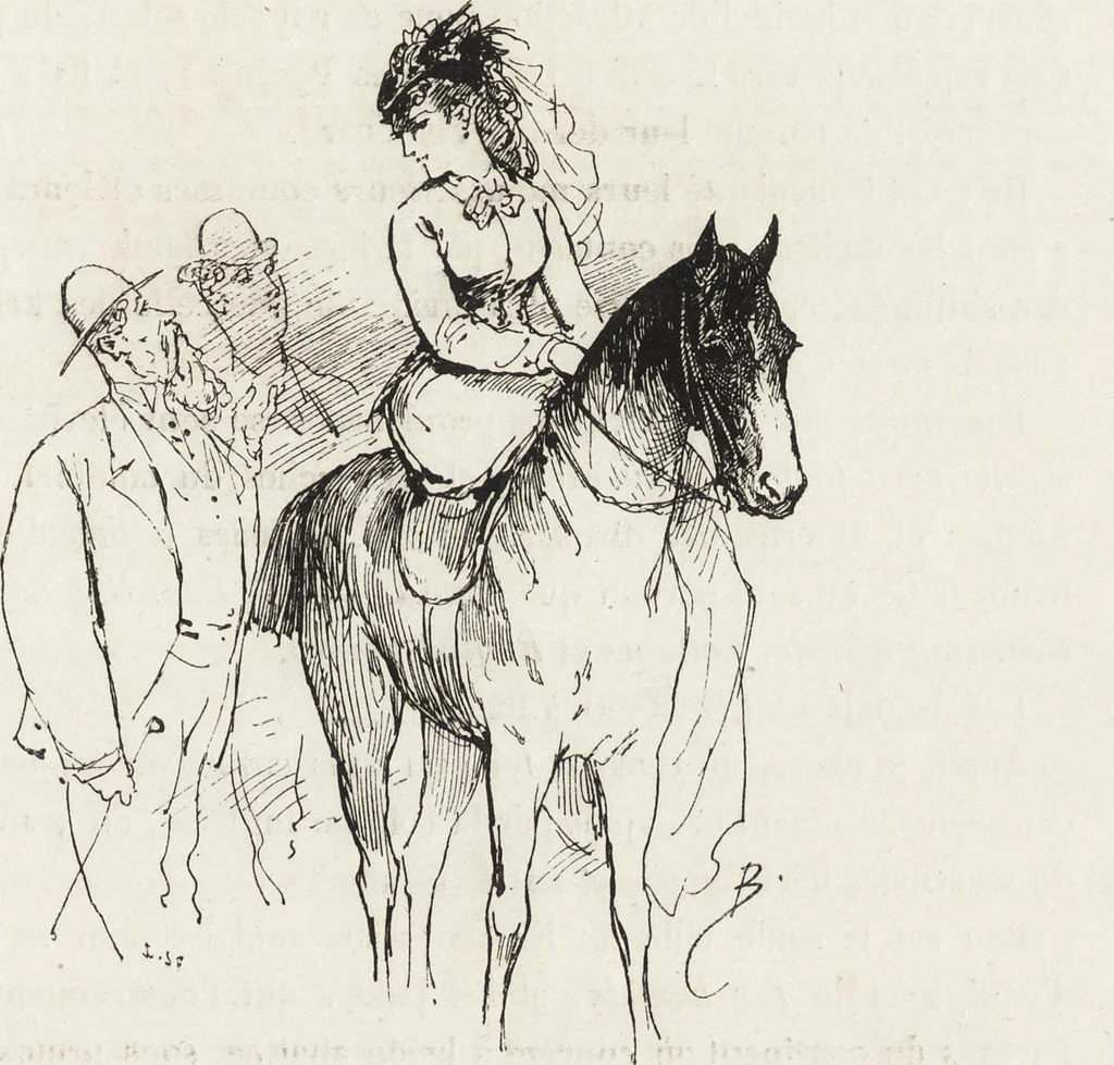An illustration from La vie hors de chez soi (comédie de notre temps) l'hiver, le printemps, l'été, l'automne; études au crayon et à la plume, 1876, leaf 226