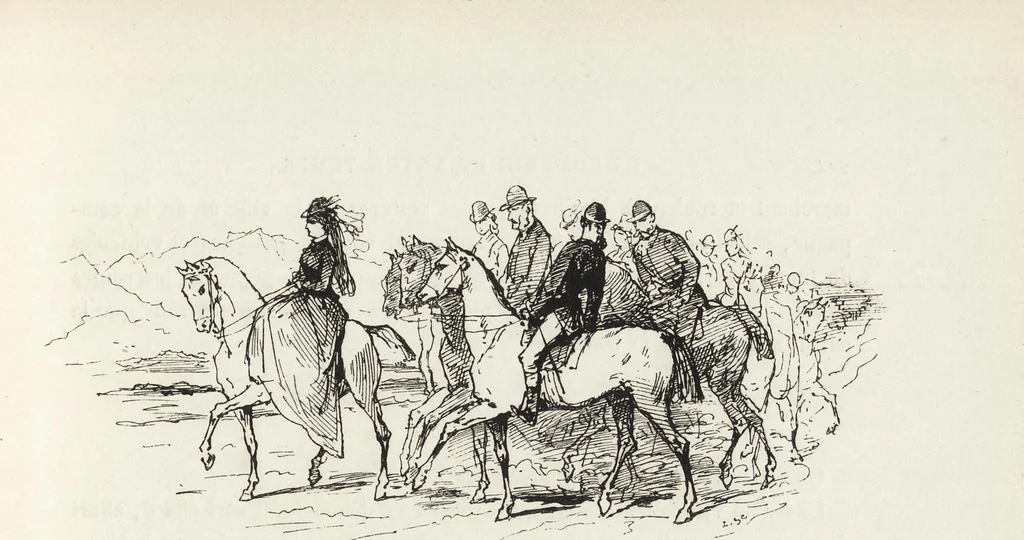 An illustration from La vie hors de chez soi (comédie de notre temps) l'hiver, le printemps, l'été, l'automne; études au crayon et à la plume, 1876, leaf 232