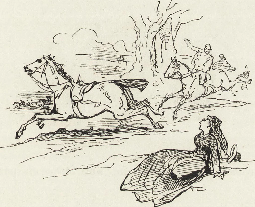 An illustration from La vie hors de chez soi (comédie de notre temps) l'hiver, le printemps, l'été, l'automne; études au crayon et à la plume, 1876, leaf 234