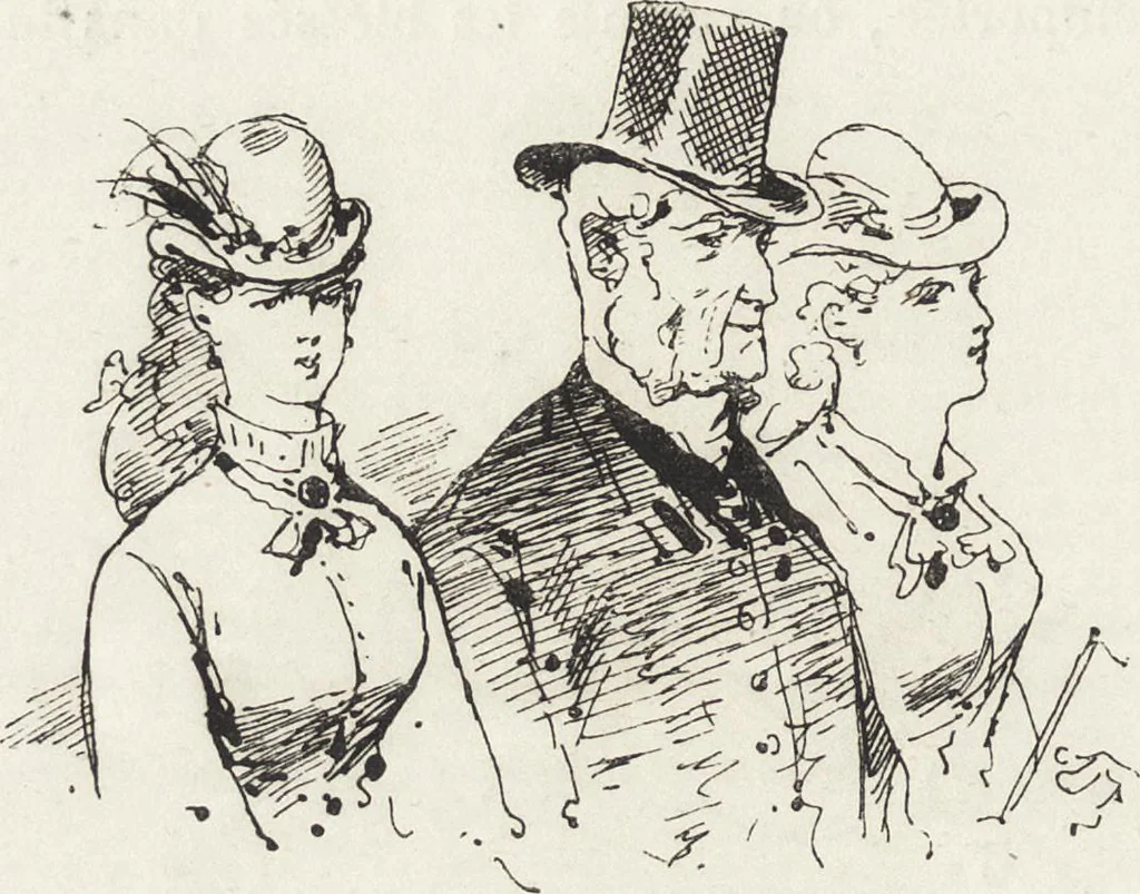 An illustration from La vie hors de chez soi (comédie de notre temps) l'hiver, le printemps, l'été, l'automne; études au crayon et à la plume, 1876, leaf 235