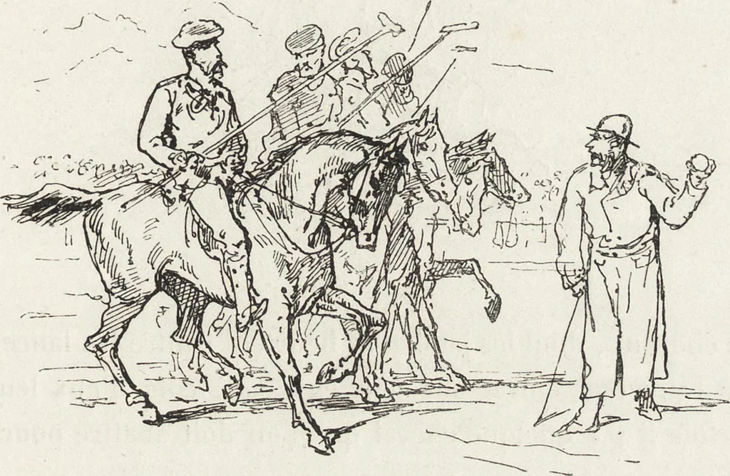 An illustration from La vie hors de chez soi (comédie de notre temps) l'hiver, le printemps, l'été, l'automne; études au crayon et à la plume, 1876, leaf 240
