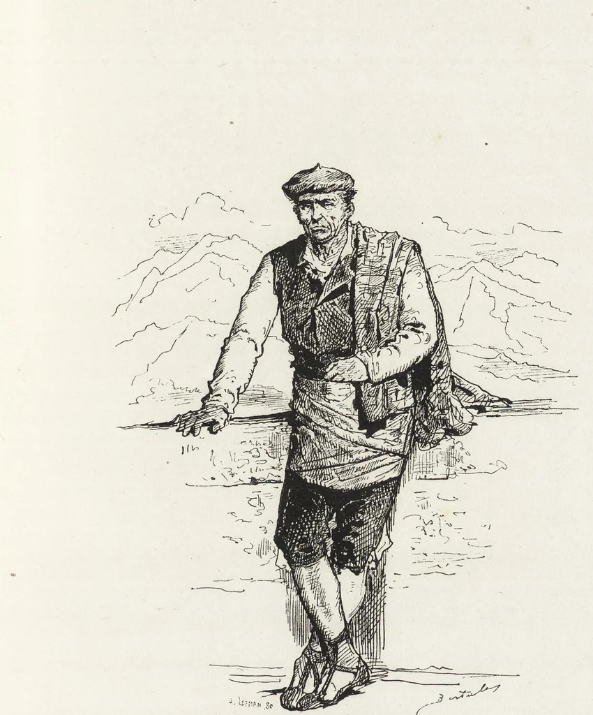 An illustration from La vie hors de chez soi (comédie de notre temps) l'hiver, le printemps, l'été, l'automne; études au crayon et à la plume, 1876, leaf 242