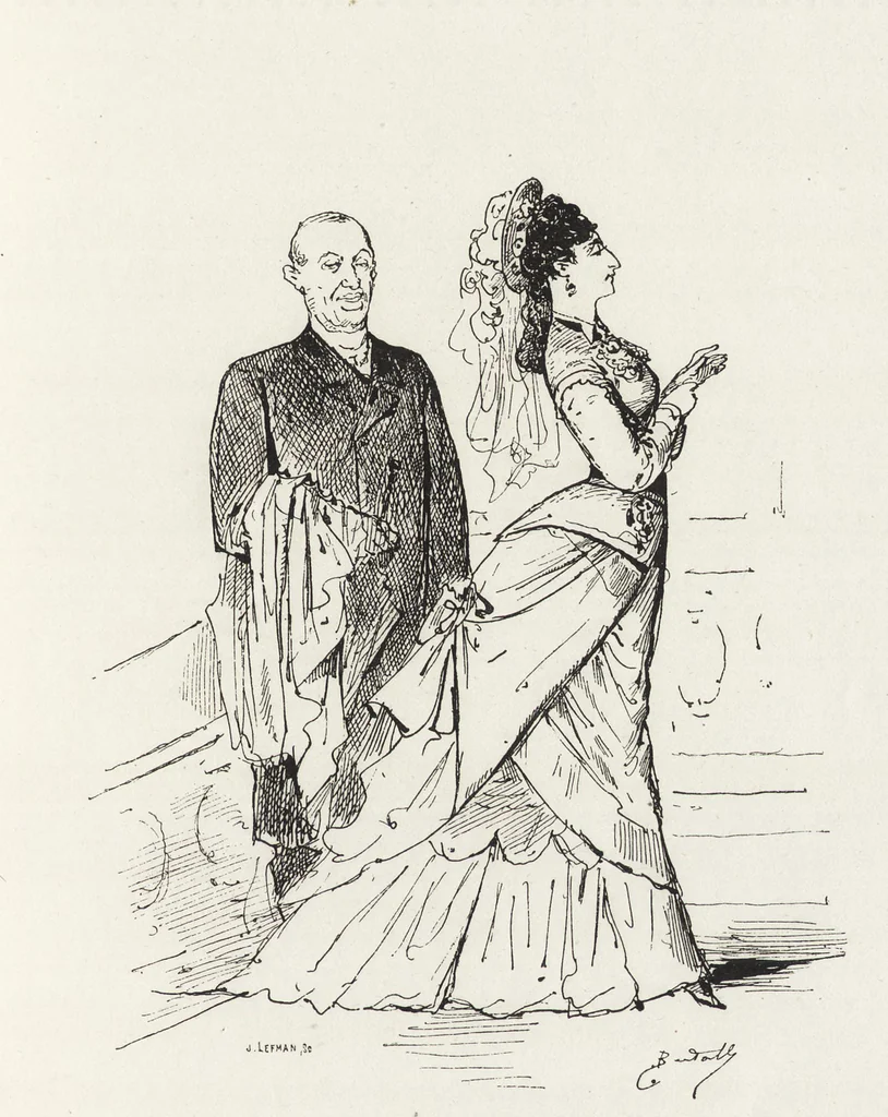 An illustration from La vie hors de chez soi (comédie de notre temps) l'hiver, le printemps, l'été, l'automne; études au crayon et à la plume, 1876, leaf 246