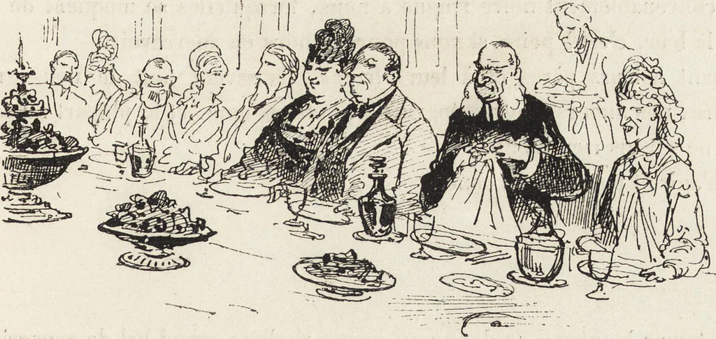 An illustration from La vie hors de chez soi (comédie de notre temps) l'hiver, le printemps, l'été, l'automne; études au crayon et à la plume, 1876, leaf 254