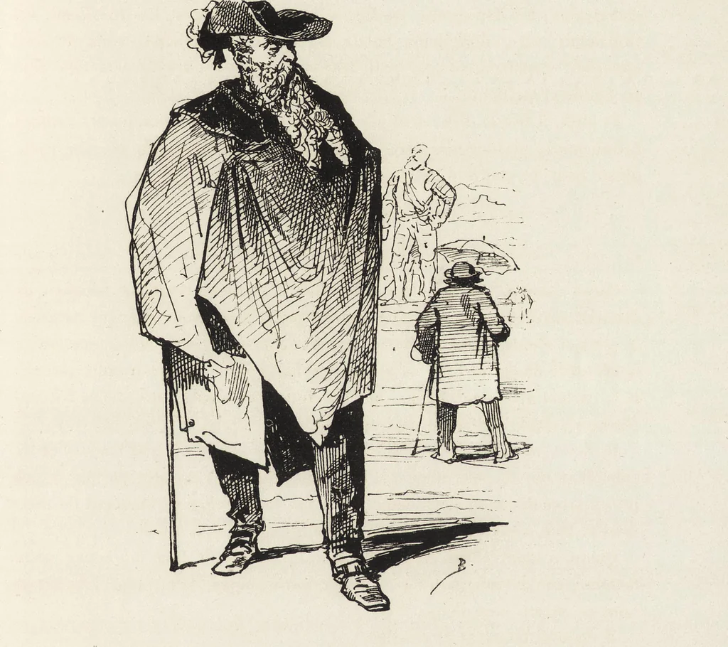 An illustration from La vie hors de chez soi (comédie de notre temps) l'hiver, le printemps, l'été, l'automne; études au crayon et à la plume, 1876, leaf 256