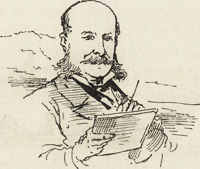 An illustration from La vie hors de chez soi (comédie de notre temps) l'hiver, le printemps, l'été, l'automne; études au crayon et à la plume, 1876, leaf 270