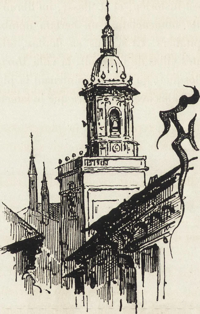 An illustration from La vie hors de chez soi (comédie de notre temps) l'hiver, le printemps, l'été, l'automne; études au crayon et à la plume, 1876, leaf 271