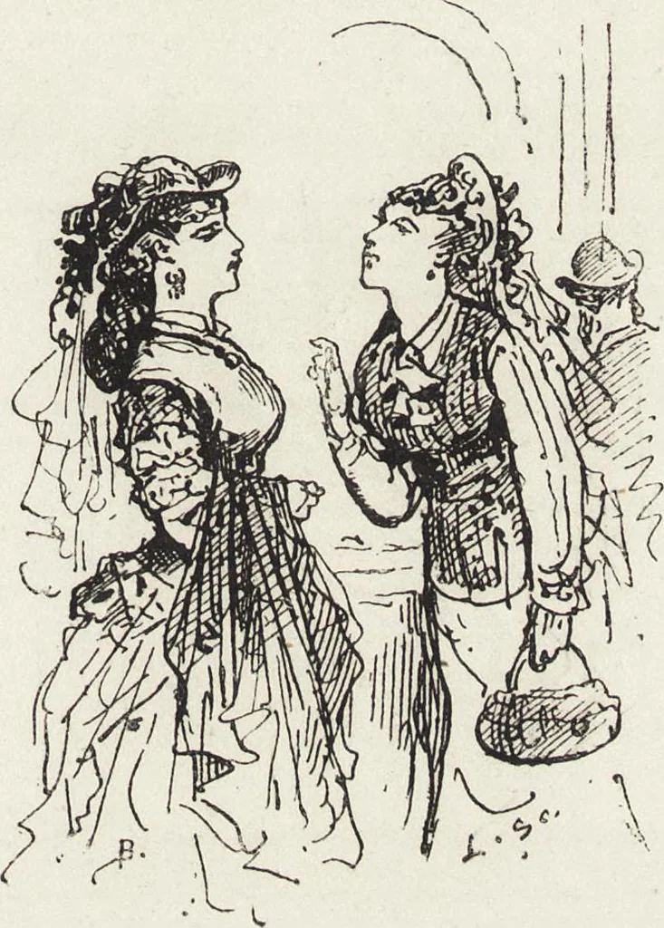 An illustration from La vie hors de chez soi (comédie de notre temps) l'hiver, le printemps, l'été, l'automne; études au crayon et à la plume, 1876, leaf 290
