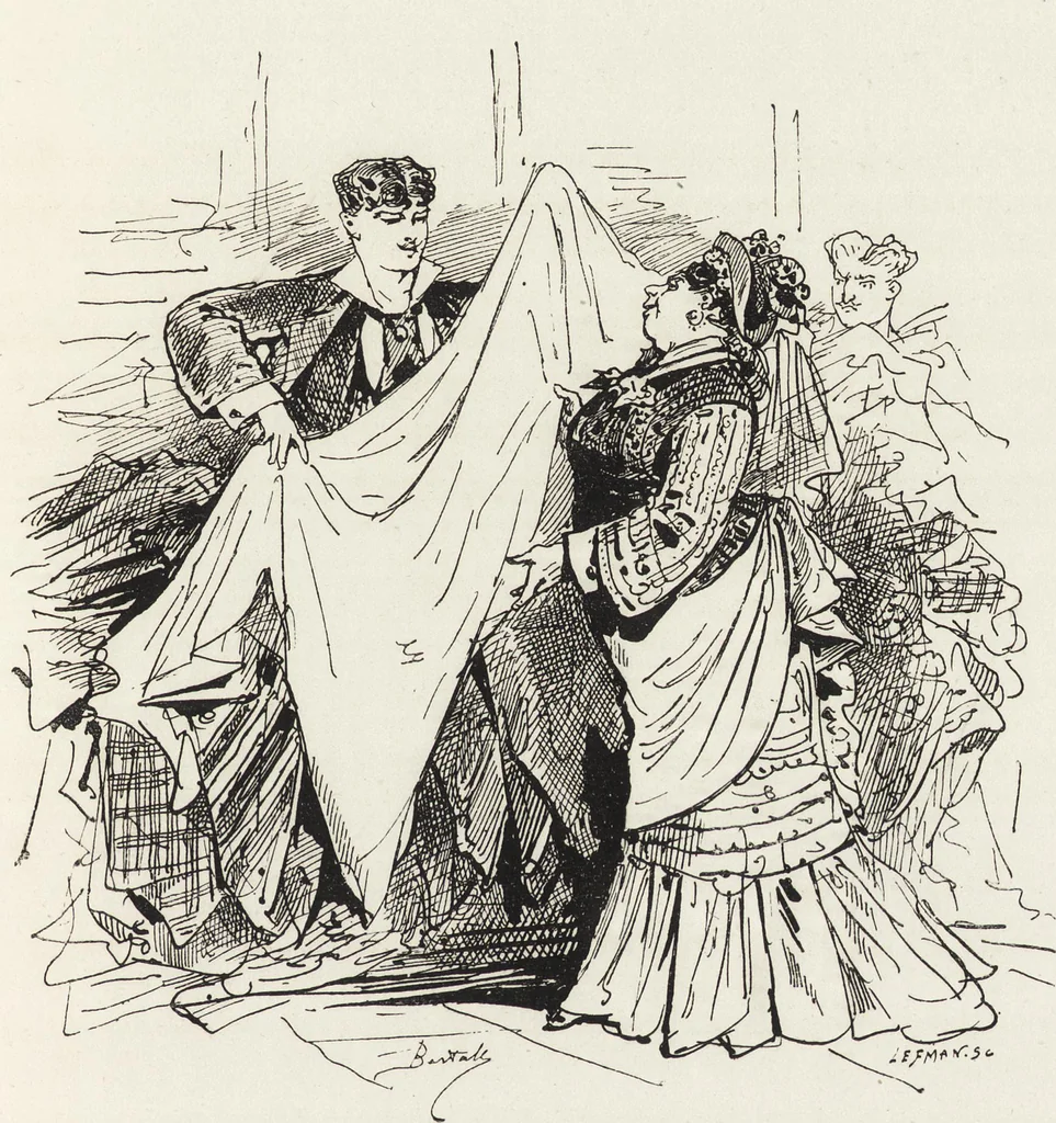 An illustration from La vie hors de chez soi (comédie de notre temps) l'hiver, le printemps, l'été, l'automne; études au crayon et à la plume, 1876, leaf 296