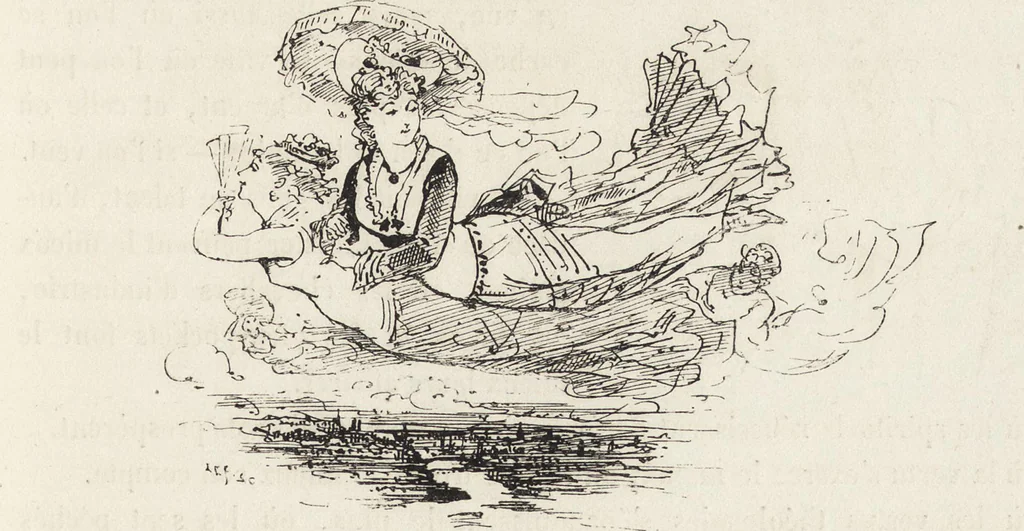 An illustration from La vie hors de chez soi (comédie de notre temps) l'hiver, le printemps, l'été, l'automne; études au crayon et à la plume, 1876, leaf 300