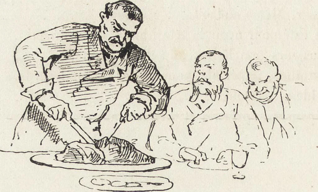 An illustration from La vie hors de chez soi (comédie de notre temps) l'hiver, le printemps, l'été, l'automne; études au crayon et à la plume, 1876, leaf 303