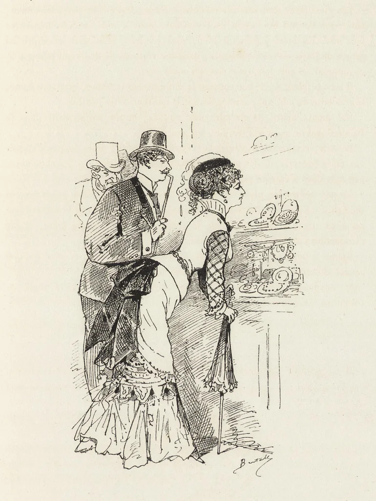 An illustration from La vie hors de chez soi (comédie de notre temps) l'hiver, le printemps, l'été, l'automne; études au crayon et à la plume, 1876, leaf 304