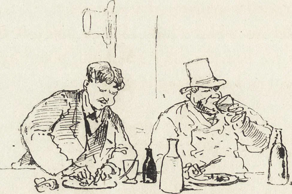 An illustration from La vie hors de chez soi (comédie de notre temps) l'hiver, le printemps, l'été, l'automne; études au crayon et à la plume, 1876, leaf 307