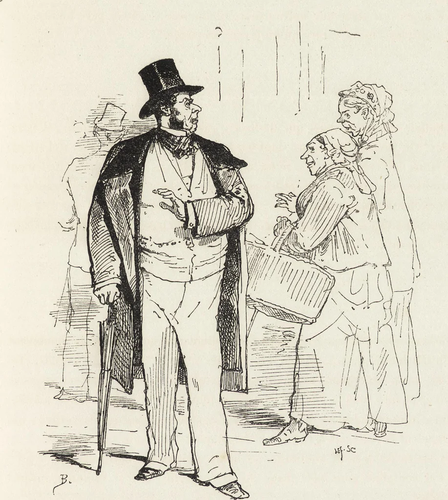An illustration from La vie hors de chez soi (comédie de notre temps) l'hiver, le printemps, l'été, l'automne; études au crayon et à la plume, 1876, leaf 314